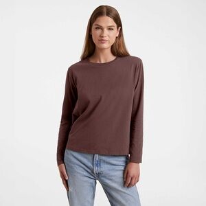 Nuuds Vintage Cotton Long Sleeve‎ Everyday Brown T-Shirt